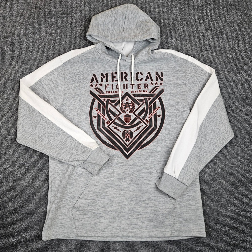 American Fighter Graphic Hoodie Sweatshirt Men XL Gray Training Division UFC MMA